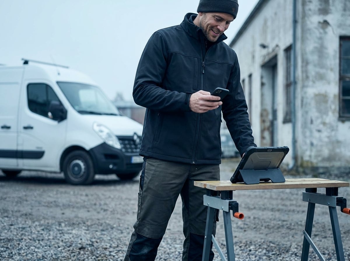 Tekniker ute på fältet håller kontakten via mobil och surfplatta